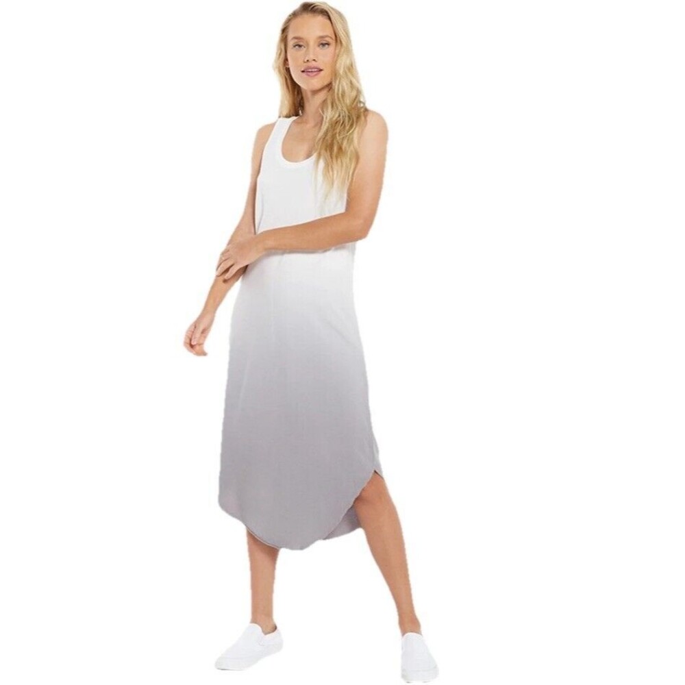 Z Supply White and Gray Midi Dress